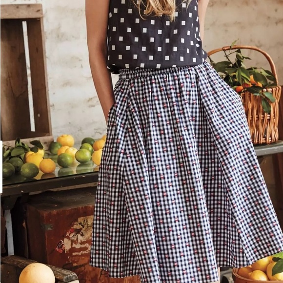 Anthropologie Black and White Patterned Midi Skirt - Picture 1 of 10